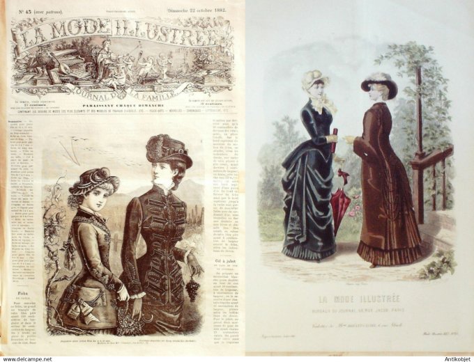 La Mode illustrée journal + gravure associée 1882 # 43