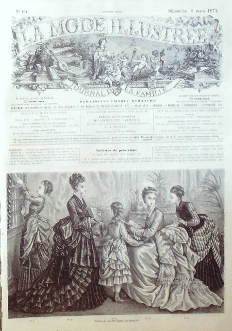 Journal Mode illustrée 1874 # 10 Toilettes de ville