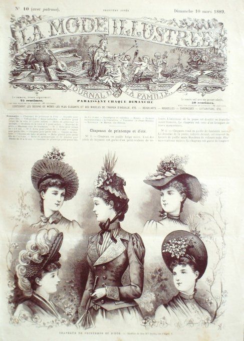 Journal Mode illustrée 1889 # 10 Chapeaux de printemps