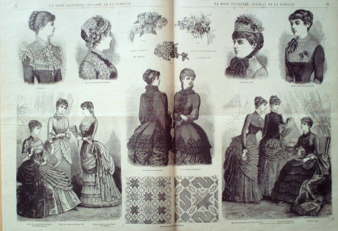 Journal Mode illustrée 1884 # 10 Robes en faille de jeunes filles