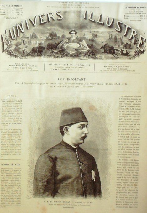 L'Univers illustré 1876 #1107 Turquie Bolma-Bagcheh Sultan Mourad V & Abd-Ul-Aziz 