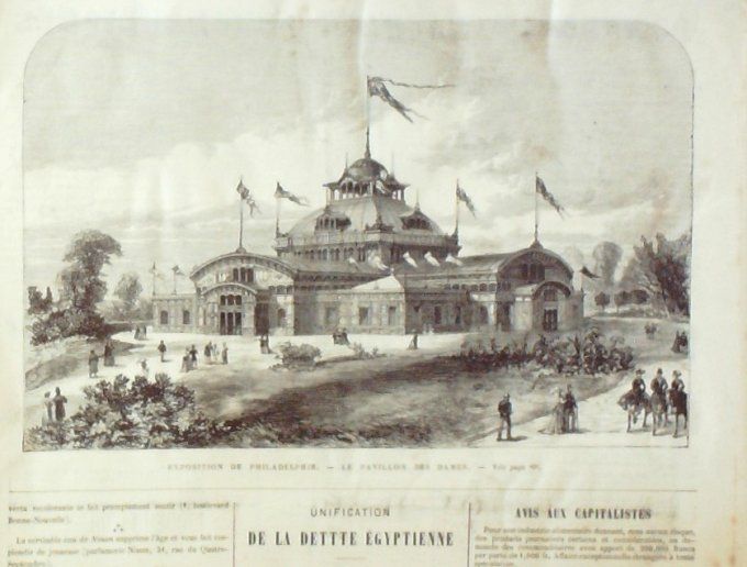 L'Univers illustré 1876 #1109 Longchamps (92) Gp hippique Philadelphie Fairmount 