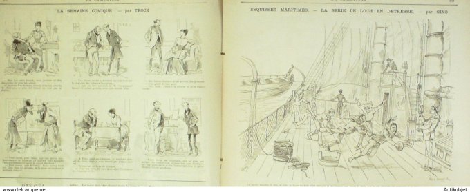 La Caricature 1885 n°312 Sur le terrain Sorel Gino Boussenard par Luque Duel Job Loys