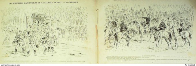 La Caricature 1881 n°  87 Manoeuvres de Cavalerie Barret Draner tROCK