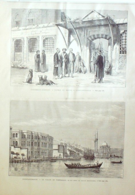 L'Univers illustré 1876 #1112 Turquie Constantinople Dolma-Baghtché Mourad V  Tchéragan Ulémas Softa