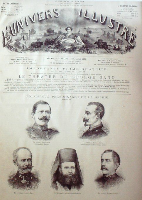 L'Univers illustré 1876 #1114 Serbie Belgrade Cettig,e Suisse Lausanne Calais Sargatte (62) Croissy 