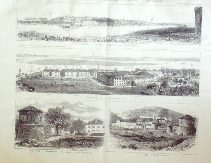 L'Univers illustré 1876 #1114 Serbie Belgrade Cettig,e Suisse Lausanne Calais Sargatte (62) Croissy 