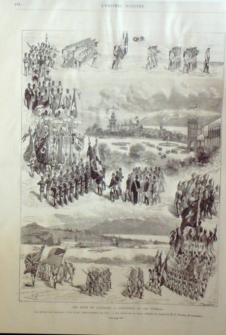 L'Univers illustré 1876 #1114 Serbie Belgrade Cettig,e Suisse Lausanne Calais Sargatte (62) Croissy 