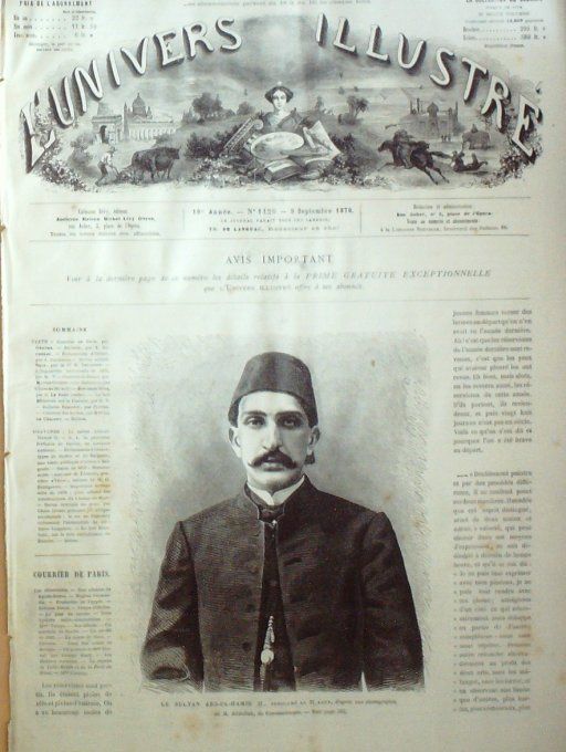 L'Univers illustré 1876 #1120 Turquie Abd-Ul-Hamid II Serbie Nathalie Bulgarie Sophia Dahomey 