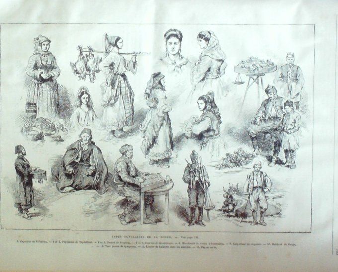 L'Univers illustré 1876 #1129 Serbie Types Razani Cardinal ANtonelli