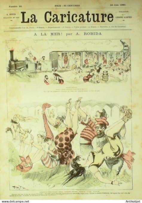 La Caricature 1880 n°  26 A la mer Robida Draner