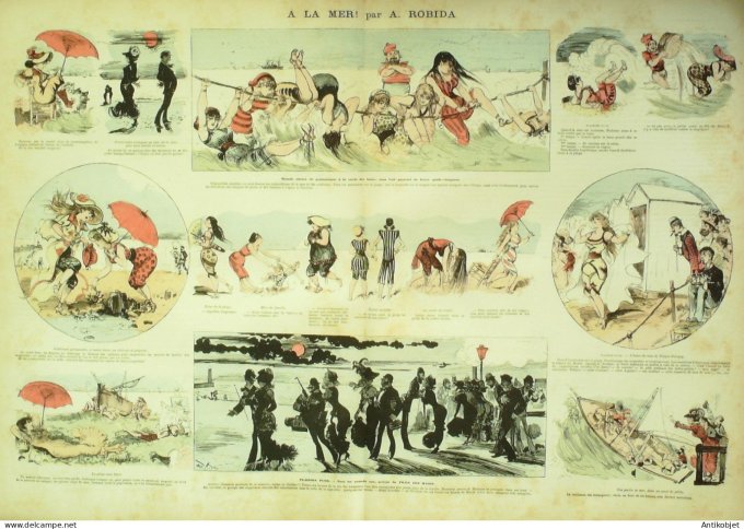 La Caricature 1880 n°  26 A la mer Robida Draner