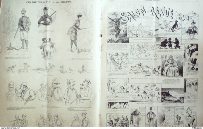 Le Journal Amusant 1890 n°1790 Chasseurs ¨à  tir le Terme d¨à®ner de c ér émonie monde renvers é