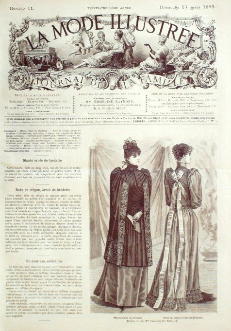 Journal Mode illustrée 1892 # 11 Mante & robe en crépon