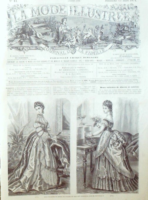 Journal Mode illustrée 1874 # 11 Toilettes de dîners