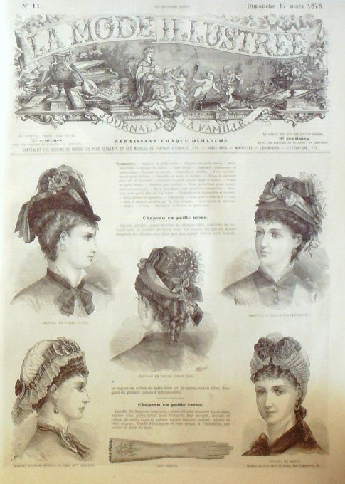 Journal Mode illustrée 1878 # 11 Chapeuax & bonnets