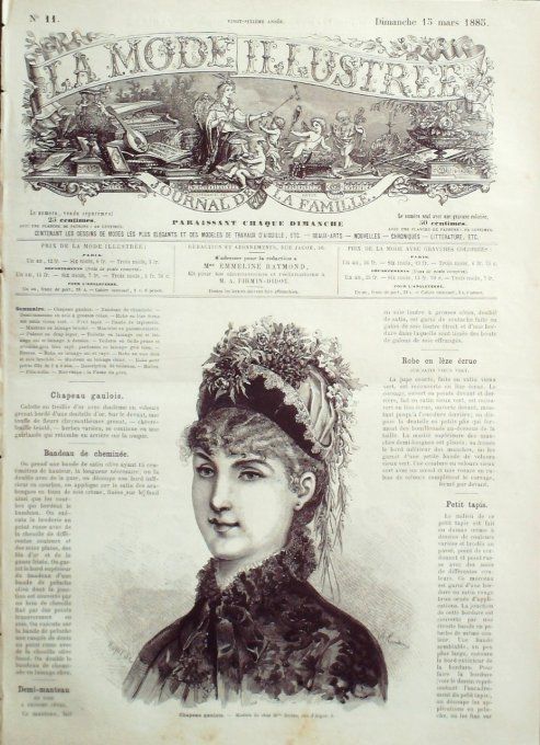 Journal Mode illustrée 1885 # 11 Chapeau gaulois