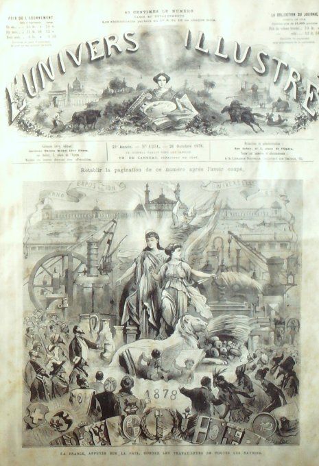 L'Univers illustré 1878 # 1231 Versailles fêtes de lauréats expo universelle