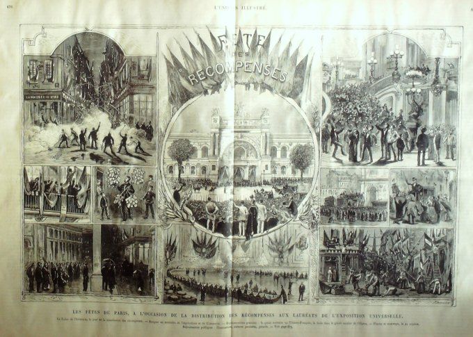 L'Univers illustré 1878 # 1231 Versailles fêtes de lauréats expo universelle