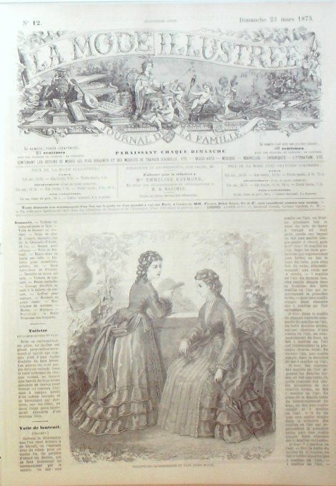 Journal Mode illustrée 1873 # 12 Toilette en cachemirienne