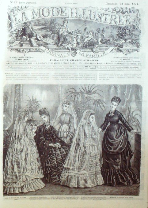 Journal Mode illustrée 1874 # 12 Robes en mousseline & de communion