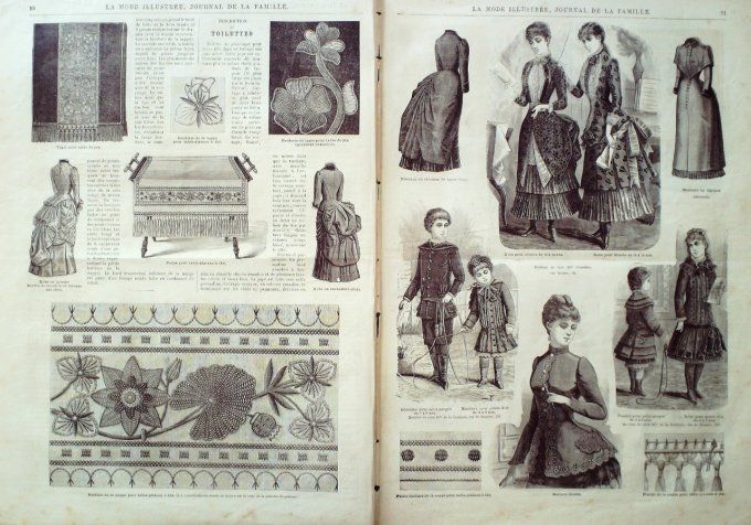 Journal Mode illustrée 1884 # 12 Costume & robe cachemire