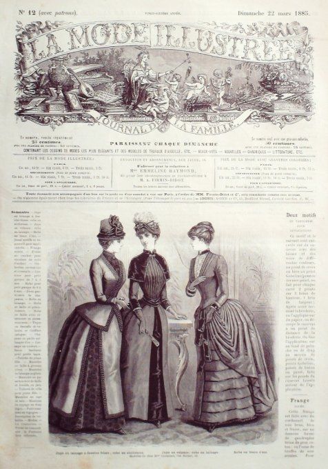 Journal Mode illustrée 1885 # 12 Jupe lainage & velours