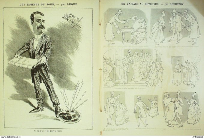 La Caricature 1887 n°369 Paris nocturne Draner De Bonnières par Luque GodefroyTrock