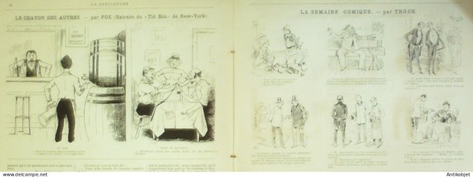 La Caricature 1887 n°369 Paris nocturne Draner De Bonnières par Luque GodefroyTrock