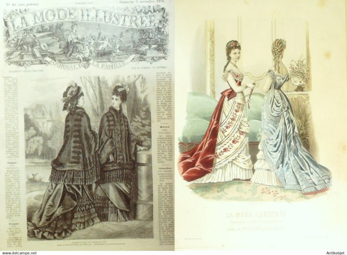 La Mode illustrée journal + gravure associée 1876 # 45