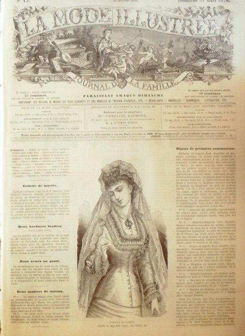 Journal Mode illustrée 1878 # 13 Toilette de mariée