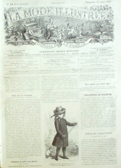 Journal Mode illustrée 1887 # 13 Pardessus de garçon 