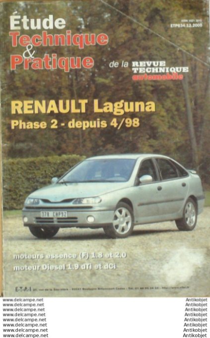 Revue Technique Automobile Renault Laguna 04/1998 étude #634