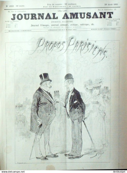 Le Journal Amusant 1891 n°1826 Zizzags de vacances pr éface aux manoeuvres Propos parisiens