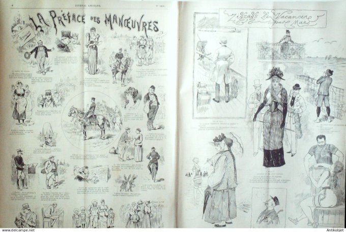 Le Journal Amusant 1891 n°1826 Zizzags de vacances pr éface aux manoeuvres Propos parisiens