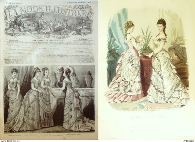 La Mode illustrée journal + gravure associée 1875 # 51