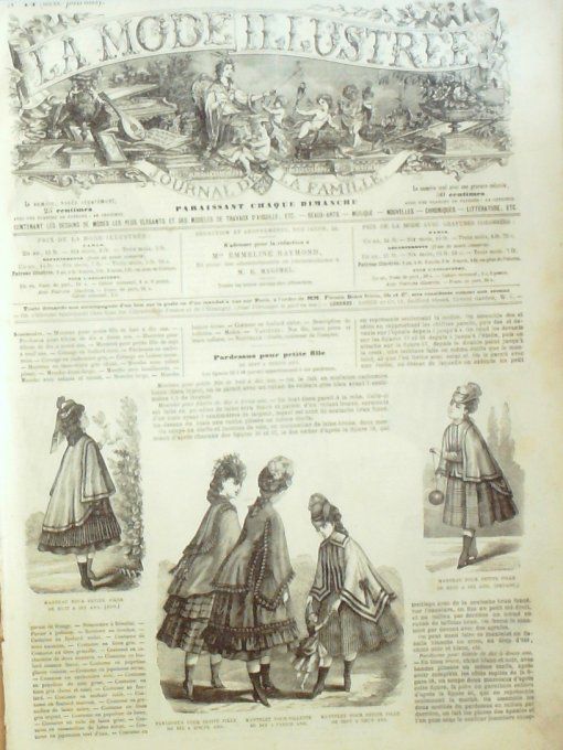 Journal Mode illustrée 1871 # 14 Pardessus & manteau fillettes