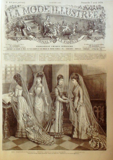 Journal Mode illustrée 1878 # 14 Toilettes mousseline & foulard 