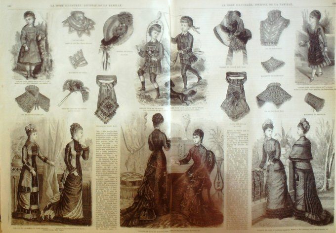 Journal Mode illustrée 1878 # 14 Toilettes mousseline & foulard 