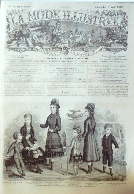 Journal Mode illustrée 1879 # 14 Costumes garçons et fillettes