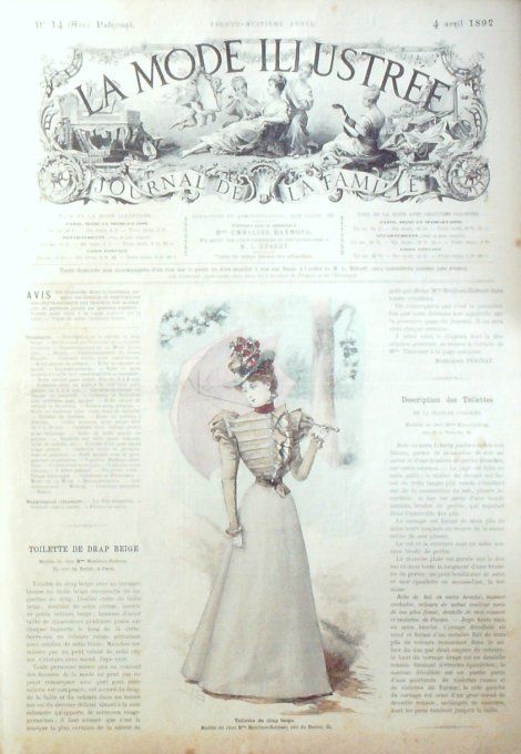 Journal Mode illustrée 1897 # 14 Toilette en drap