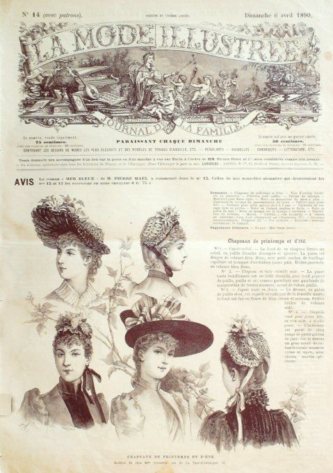 Journal Mode illustrée 1890 # 14 Chapeaux de printemps