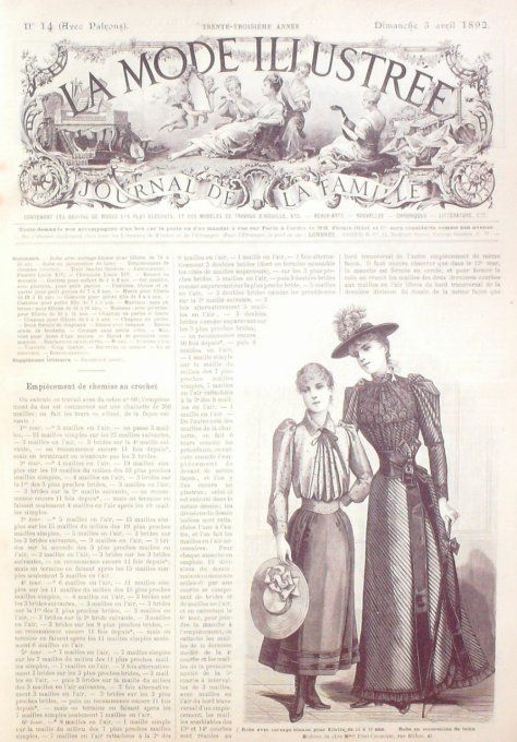 Journal Mode illustrée 1892 # 14 Robes mousseline & corsage blouse