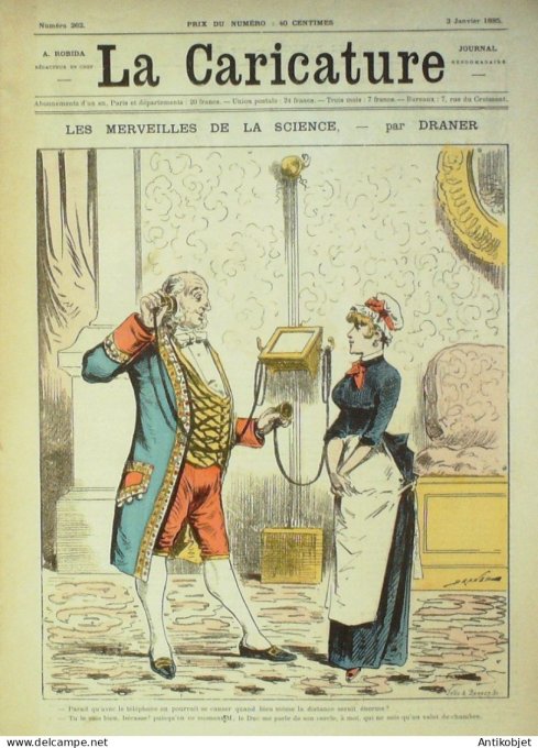 La Caricature 1885 n°262 Merveilles de la science Draner panique Faria Sardou par Luque Caran d'Arch