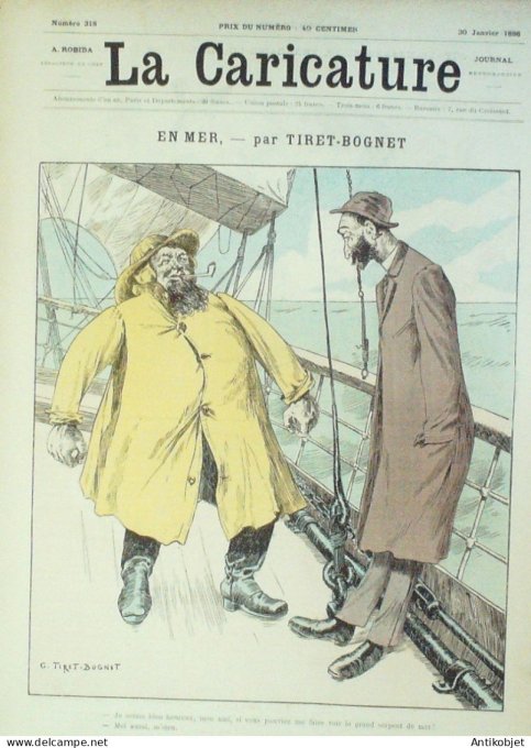 La Caricature 1886 n°318 En mer Tiret-Bognet Octave Uzanne Dupuis par Luque Sorel Robida