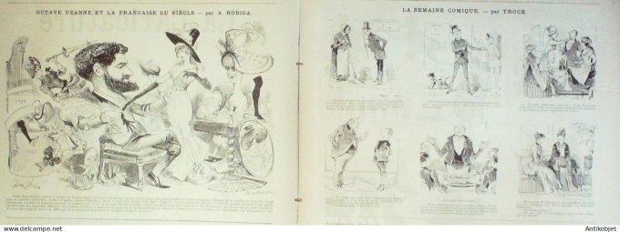 La Caricature 1886 n°318 En mer Tiret-Bognet Octave Uzanne Dupuis par Luque Sorel Robida