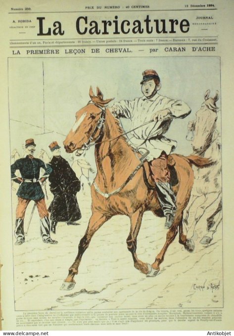 La Caricature 1884 n°259 Leçon de cheval Caran d'Ache Halévy par Luque Sorel Trock