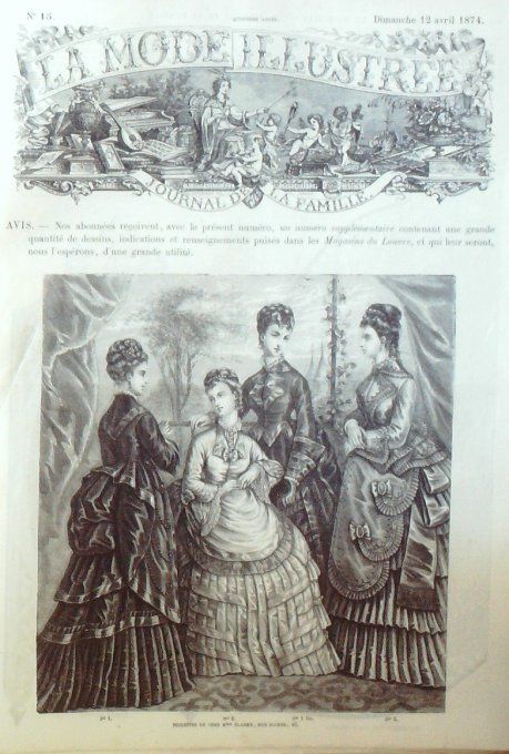 Journal Mode illustrée 1874 # 15 Toilettes de bal