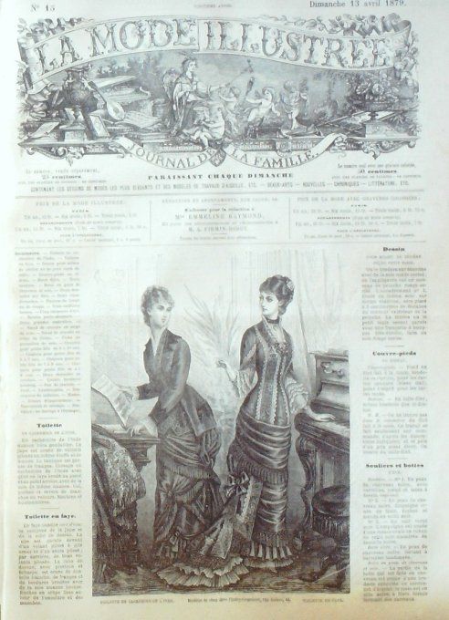 Journal Mode illustrée 1879 # 15 Toilettes en faye & cachemire