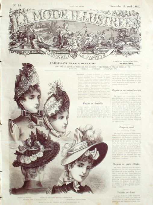 Journal Mode illustrée 1889 # 15 Capotes soie & dentelle